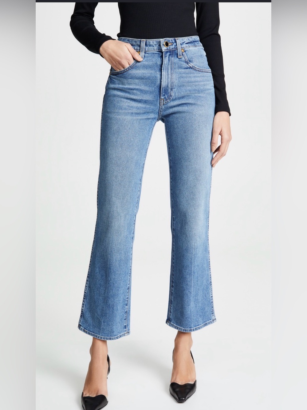 Khaite Vivian Jeans Light Wash High Rise Cropped Size 27